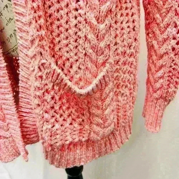 Anthropologie Serenna Open Front Knit Cardigan Hot Barbie Pink size XS/S - Picture 5 of 13